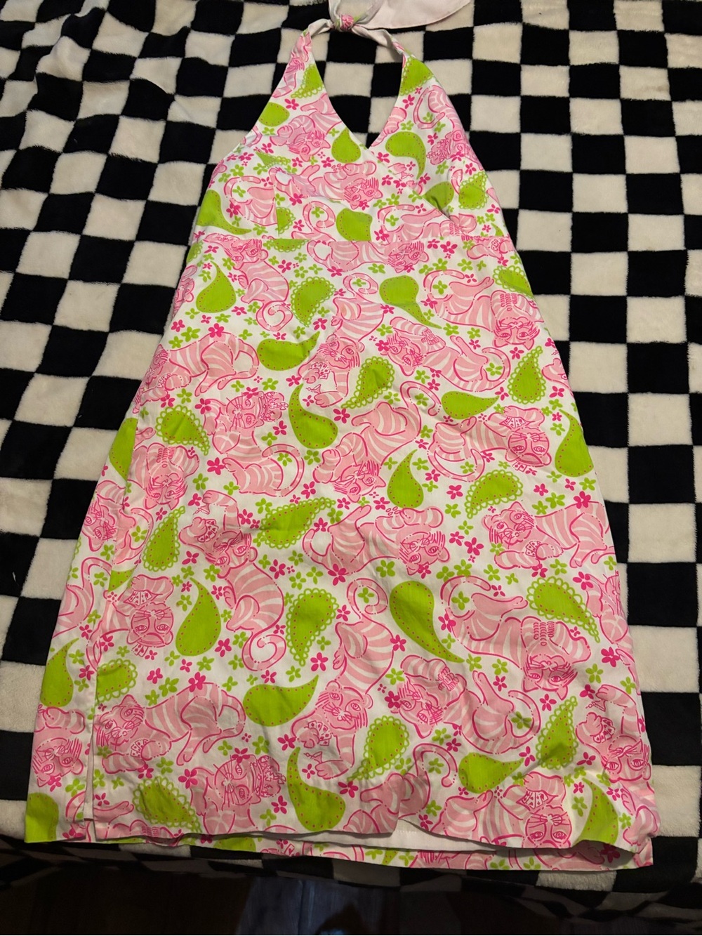 size 14 Lilly Pulitzer halter dress in the iconic tiger cat
